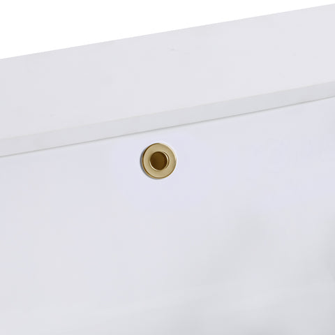 Terra 30" Bathroom Vanity, Walnut and Satin Brass with White Granite top/Carrara Marble top