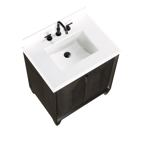 Zanzi 30" Bathroom Vanity, Graphite with White Granite