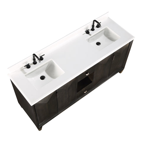 Zanzi 70" Bathroom Vanity, Graphite with White Granite